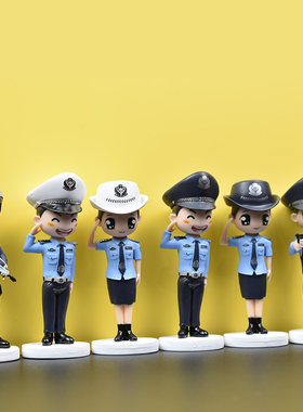 5代警察蜀黍手办警车汽车摆件公仔卡通玩偶人偶生日蛋糕装饰插件