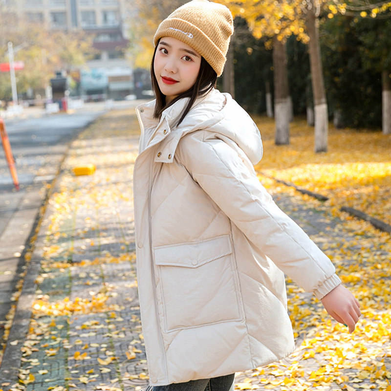 羽绒服女中长款今年流行冬装韩版时尚宽松休闲羽绒服女中款加厚