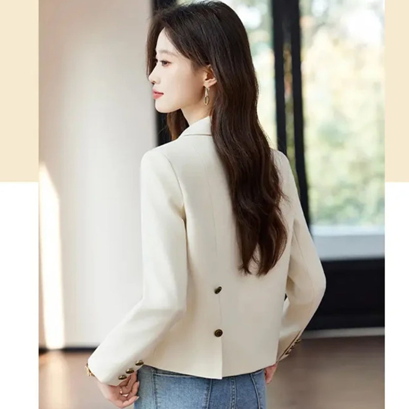米色西装外套女短款2025年春季新款休闲设计感高级气质西服小个子
