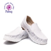 Pansy盼洁夏舒适防滑平跟白色工作鞋 男RS108 美容院医院医生护士鞋