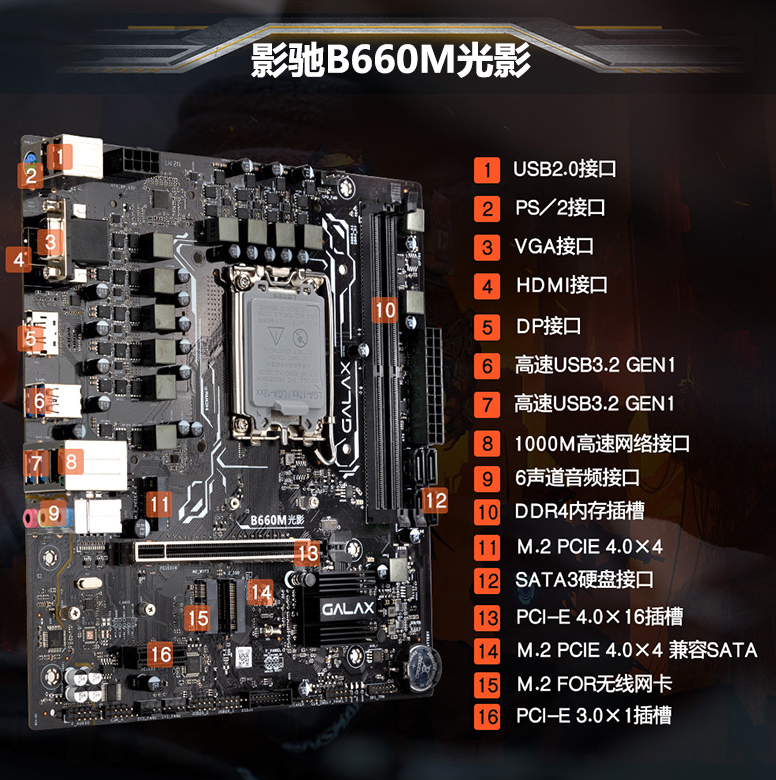 影驰 h610m b660m 光影 正品主板 台式机电脑主机板 新1700针