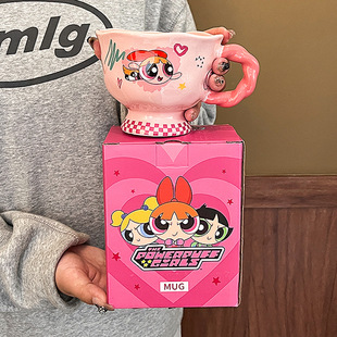 女生高颜值陶瓷水杯家用牛奶早餐杯生日礼物 飞天小女警马克杯新款