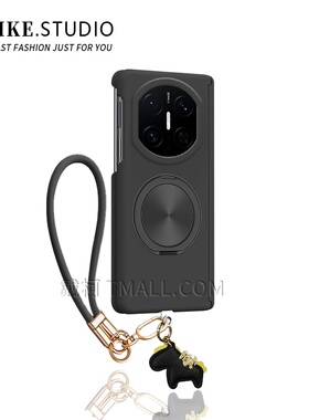 【双中轴肤感马年挂绳】适用华为matex7手机壳支架x6x5x3斜跨vivoxfold5/3荣耀magicv5v3v2折叠FindN5质感黑