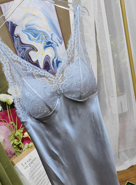 快收藏！吊带胸垫真丝睡衣可外穿连衣裙居家服100桑蚕丝显瘦内搭