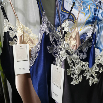 夏季清凉雅风19mm真丝睡衣女吊带短裤蕾丝家居服桑蚕丝两件套套装