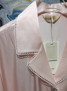 樱花粉19mm重磅真丝睡衣女夏季两件套装100桑蚕丝简约长袖家居服