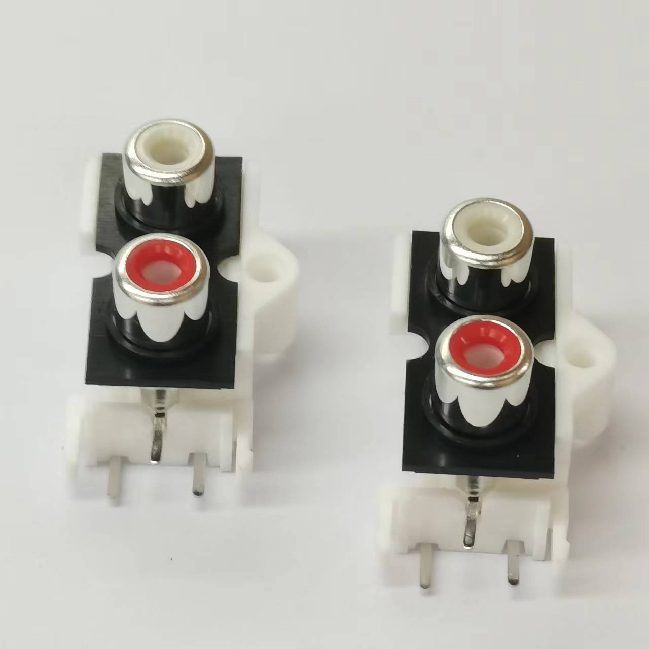 2孔RCA莲花同芯插头AV209上白下红/AV插座RCA母插座音频视频