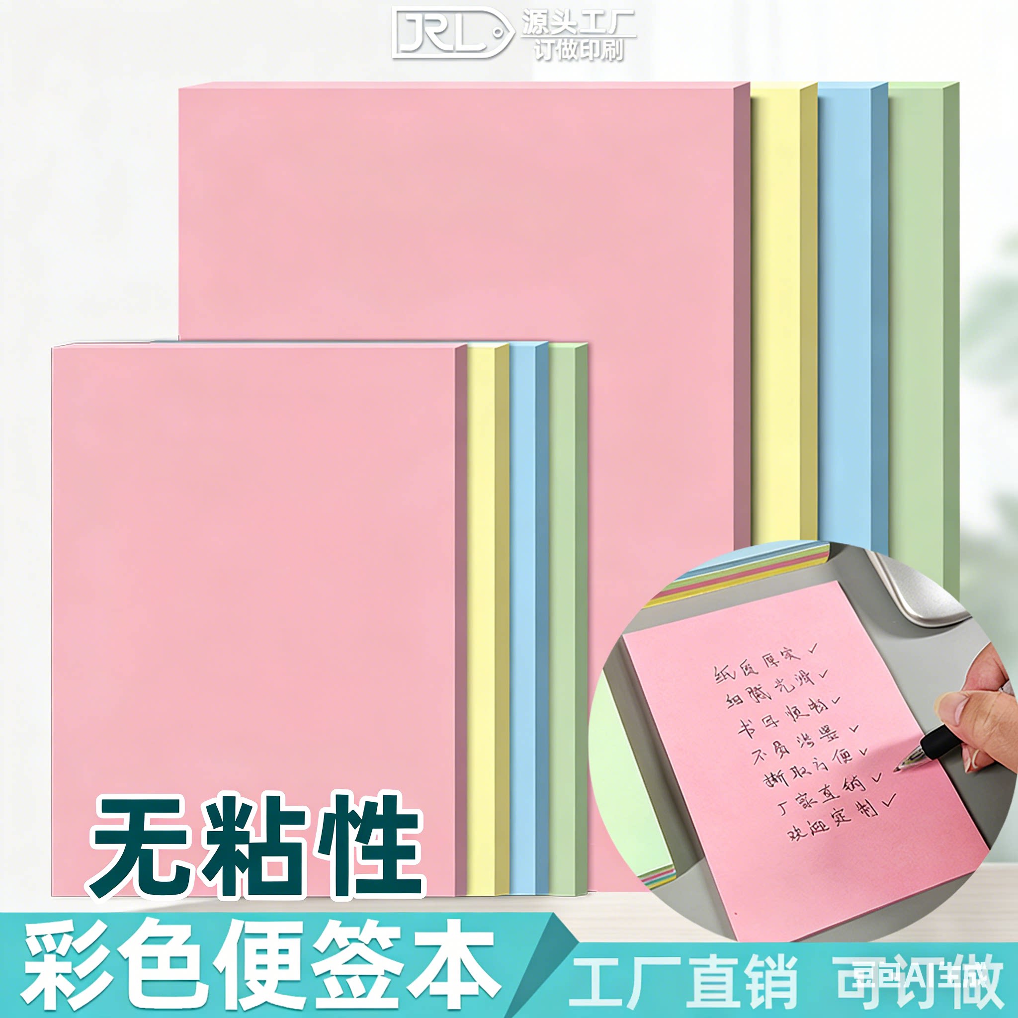 可撕无粘性彩色便签本记事草稿纸