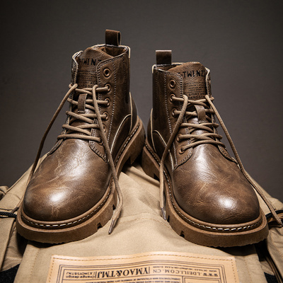 马丁靴男款2025新款秋季英伦风复古高帮工装皮鞋中帮商务休闲男鞋