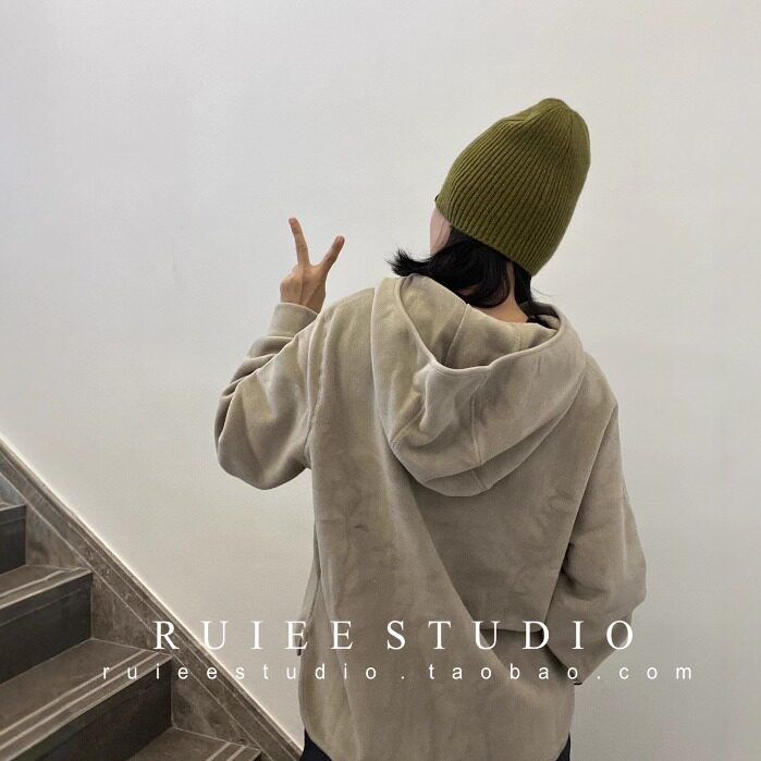 保暖双面摇粒绒半拉链连帽卫衣