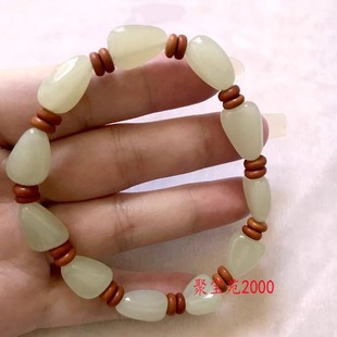 籽料原石随形手串男女原石手链橄榄核隔珠正品新疆和田玉手链带证