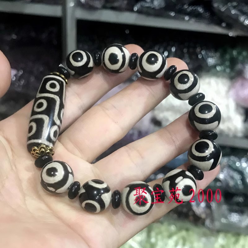 正品九眼天珠手串三眼天珠手饰男女款天然西藏老料天珠玛瑙手链