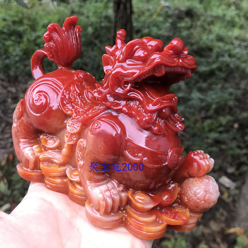 寿山石皮丘客厅旺财石雕玉麒麟公母开业乔迁仿黄龙玉招财貔貅摆件