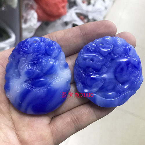 玉石青花瓷元宝麒麟玉佩男女士仿籽料招财皮丘玉牌和田玉貔貅挂件