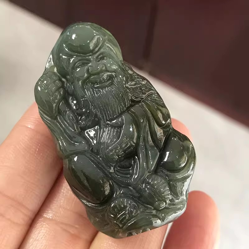 原石寿星手把件把玩观赏玉石男女天然新疆和田玉青玉精雕寿星把件