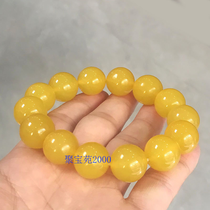 大气款玉髓水晶转运手链串珠文玩盘玩天然鸡油黄黄龙玉色玛瑙手串