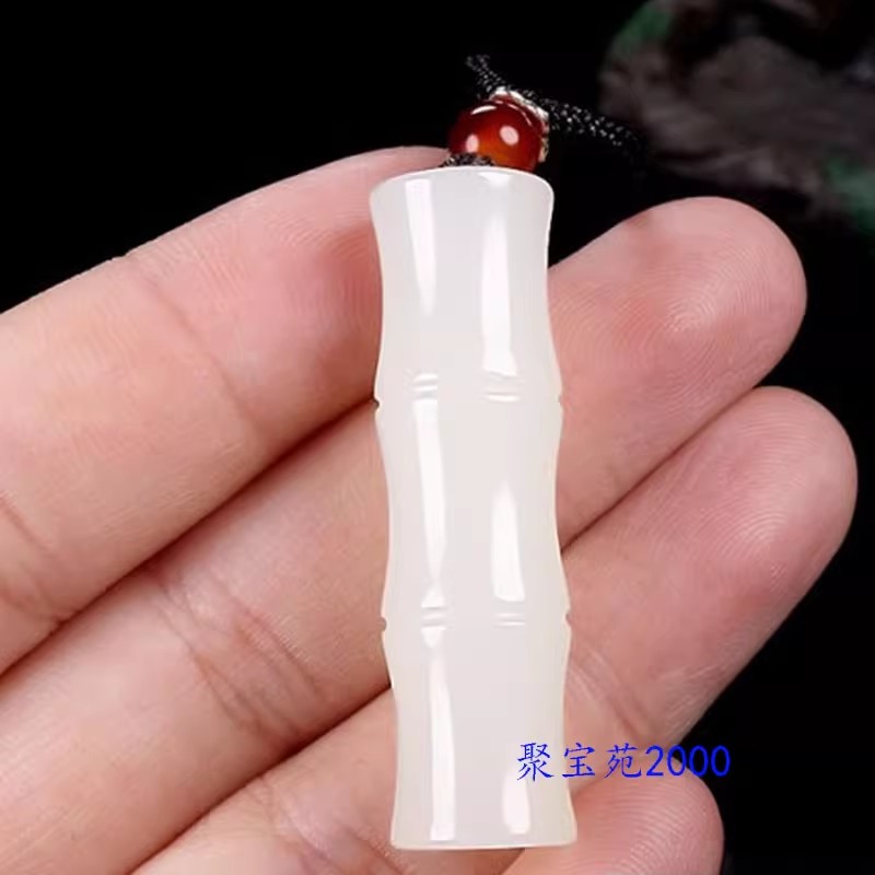 玉竹子吊坠天然昆仑白玉竹节男女款玉坠富贵节节高新疆和田玉挂件