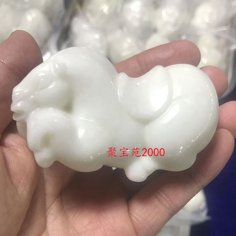 天然西安蓝田玉生肖马把玩件原矿包真玉石精雕唐马手把件玉器礼品