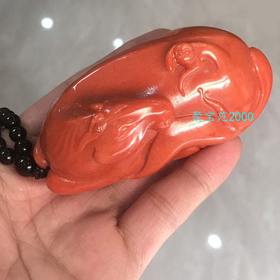 玉髓生肖马把玩件红玛瑙仿原石观赏石南红玛瑙精雕马上封侯手把件