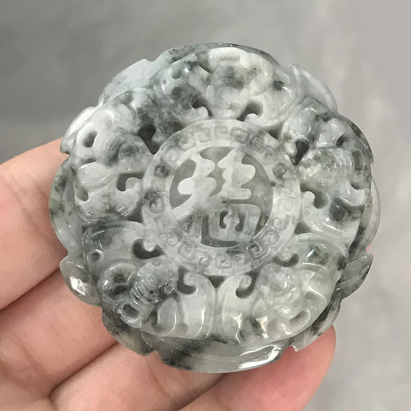 天然南阳独玉精雕五福腰扣玉腰牌福字腰佩独山玉五福临门皮带扣