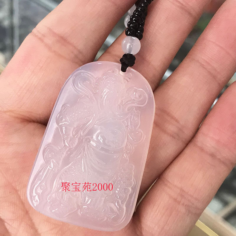 水晶玛瑙关公挂坠男女款白玉髓武财神关羽吊坠玉石毛衣链挂件礼物