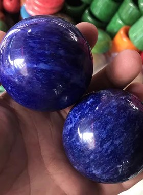 玉髓健身球收藏级蓝色玉石扳指指环青金石戒指男女款蓝玛瑙戒手球