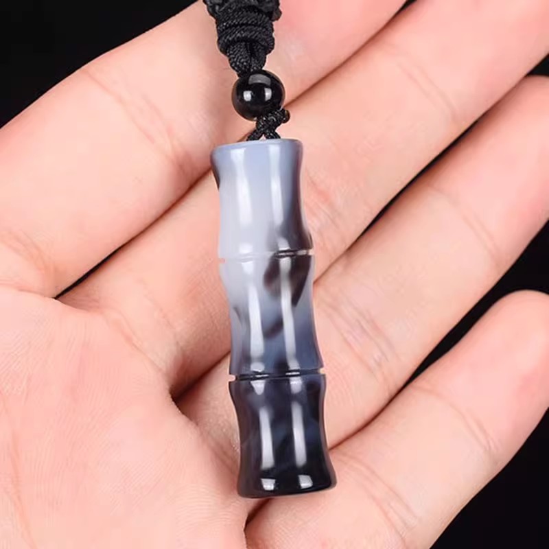 青花玉节节高玉坠仿玉石竹报平安玉挂坠挂件和田玉竹子竹节玉吊坠