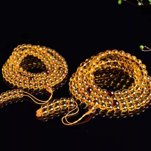 念珠蜜蜡多圈手链手串琥珀吊坠项链毛衣链仿原矿金珀108佛珠项链