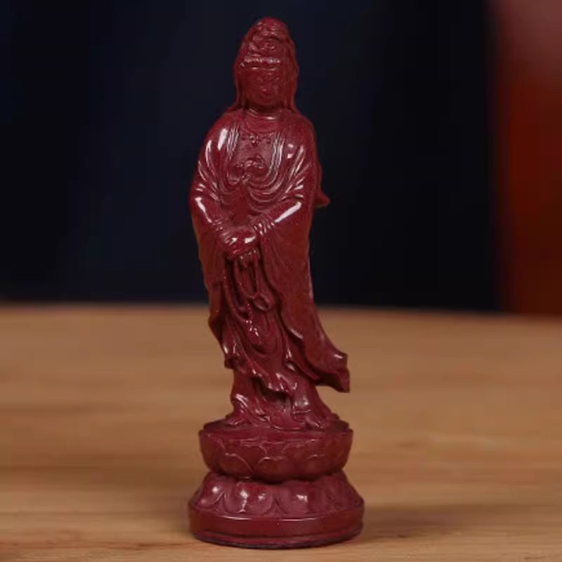 原砂紫金砂观音菩萨桌面摆饰车载佛像平安装饰品朱砂阿弥陀佛摆件