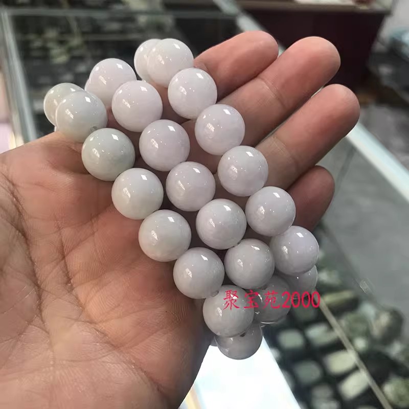 A货翠玉手链光亮圆珠玉石串珠手链送礼品男女款天然缅甸翡翠手串