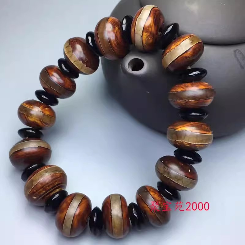 一线药师天眼蚕丝玛瑙男女士玉髓手链石头手串天然西藏老天珠原石