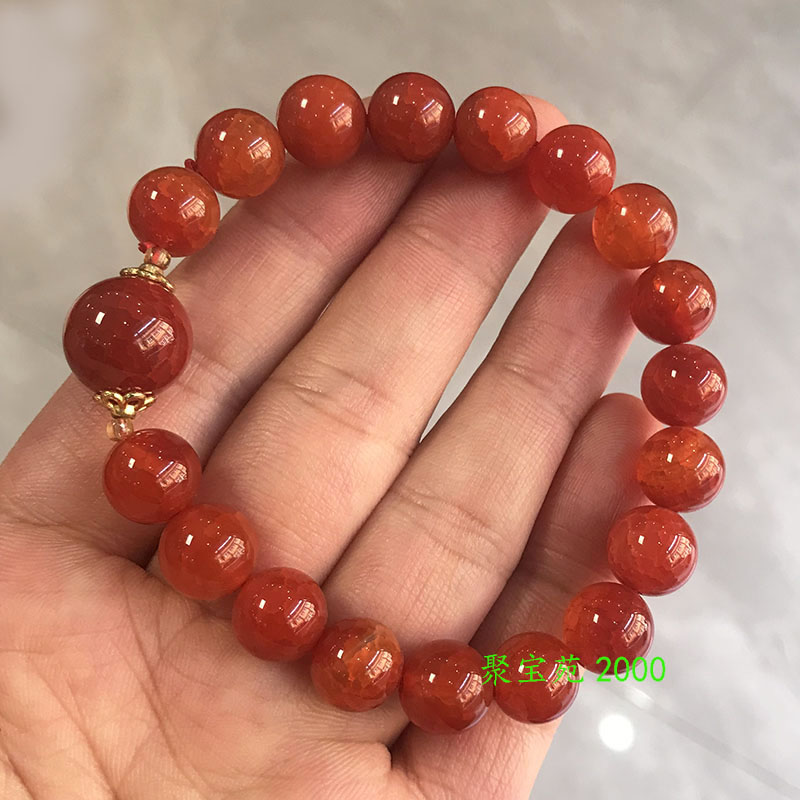 冰裂纹玛瑙手链南红玉器男女转运珠天然龙麟凤血玛瑙玉髓龙纹手串