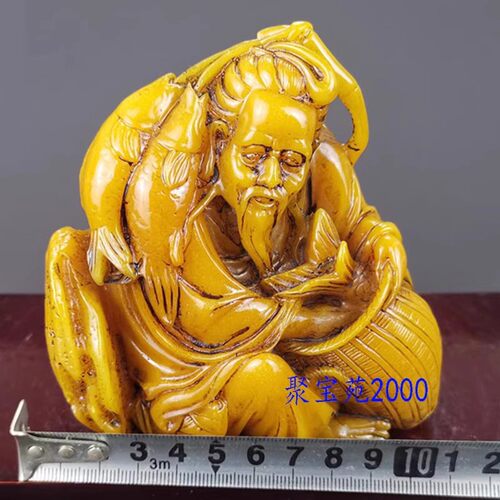 玉石仿古老货旧货渔翁摆饰家居工艺品收藏黄龙玉雕刻渔得利小摆件