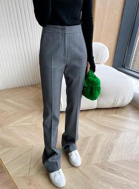 2025春季高腰显瘦窄版直筒裤休闲修身韩版西装拖地裤高级垂感长裤