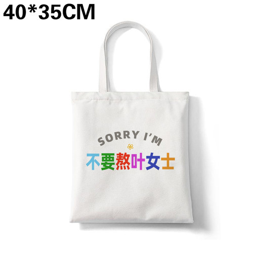 多巴胺sorry不要熬叶女士安居乐叶帆布包姓氏谐音通勤大容量定制