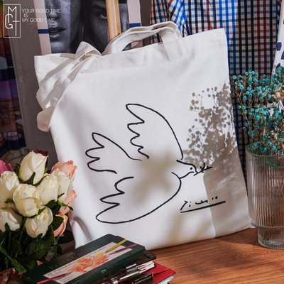 毕加索线描和平鸽涂鸦单肩包