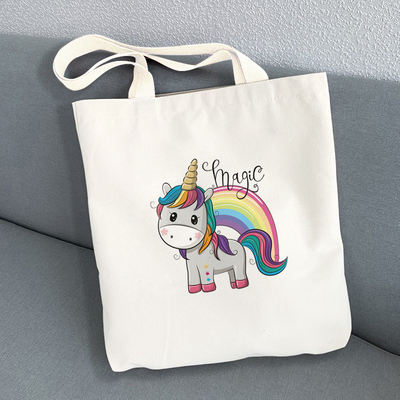 卡通独角马学生书包可爱帆布包