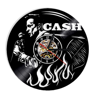 饰 Cash乐队和N.W.A乐队现代简约黑胶唱片挂钟炫黑装 热卖 新款