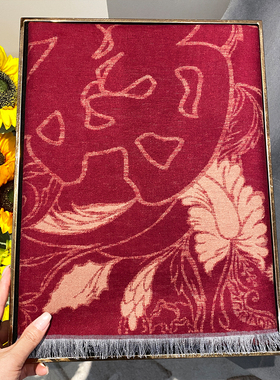 【福气满满】桑蚕丝100%真丝拉绒披肩丝巾本命年红色高端送礼围巾