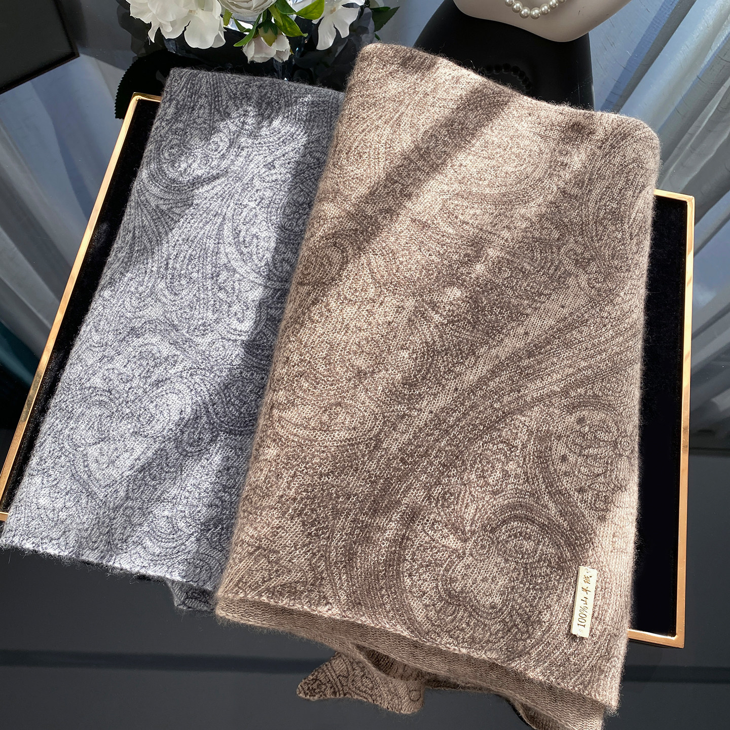 优雅老钱风针织山羊绒围巾秋冬轻盈保暖披肩高端送礼时尚围巾围脖