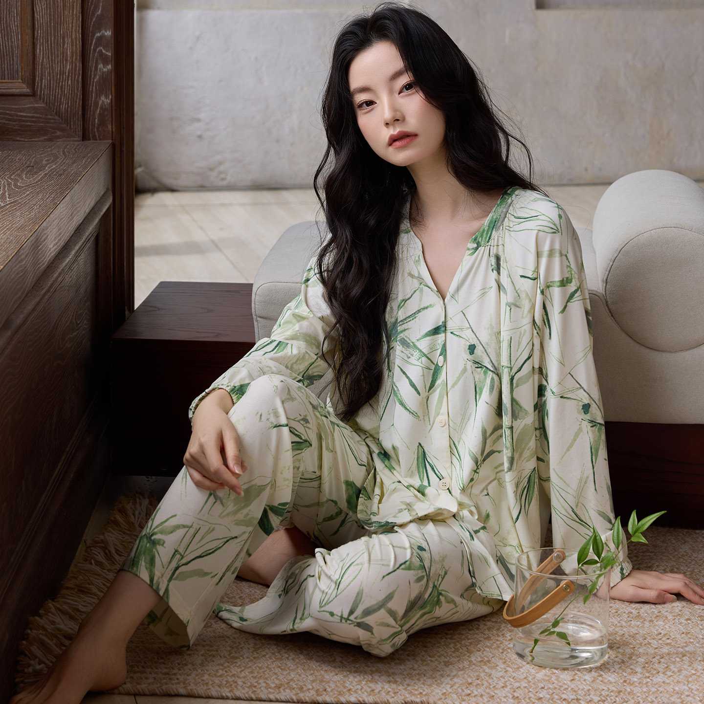 专柜睡衣女款春秋季莫代尔长袖2026新款中年妈妈套装高级感大码家