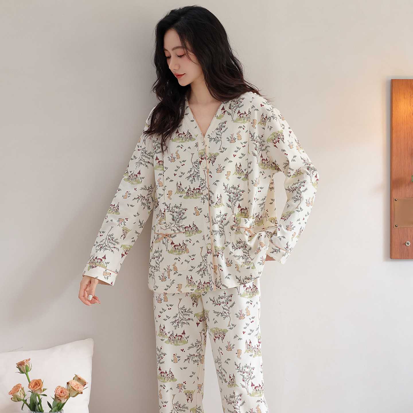 专柜10A抗菌月子服哺乳衣秋冬季纯棉女孕妇睡衣产前后喂奶家居服