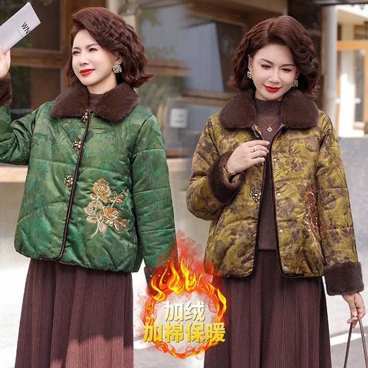 专柜品质妈妈冬装新国风棉服中老年人羽绒棉棉服中年女装新款加绒