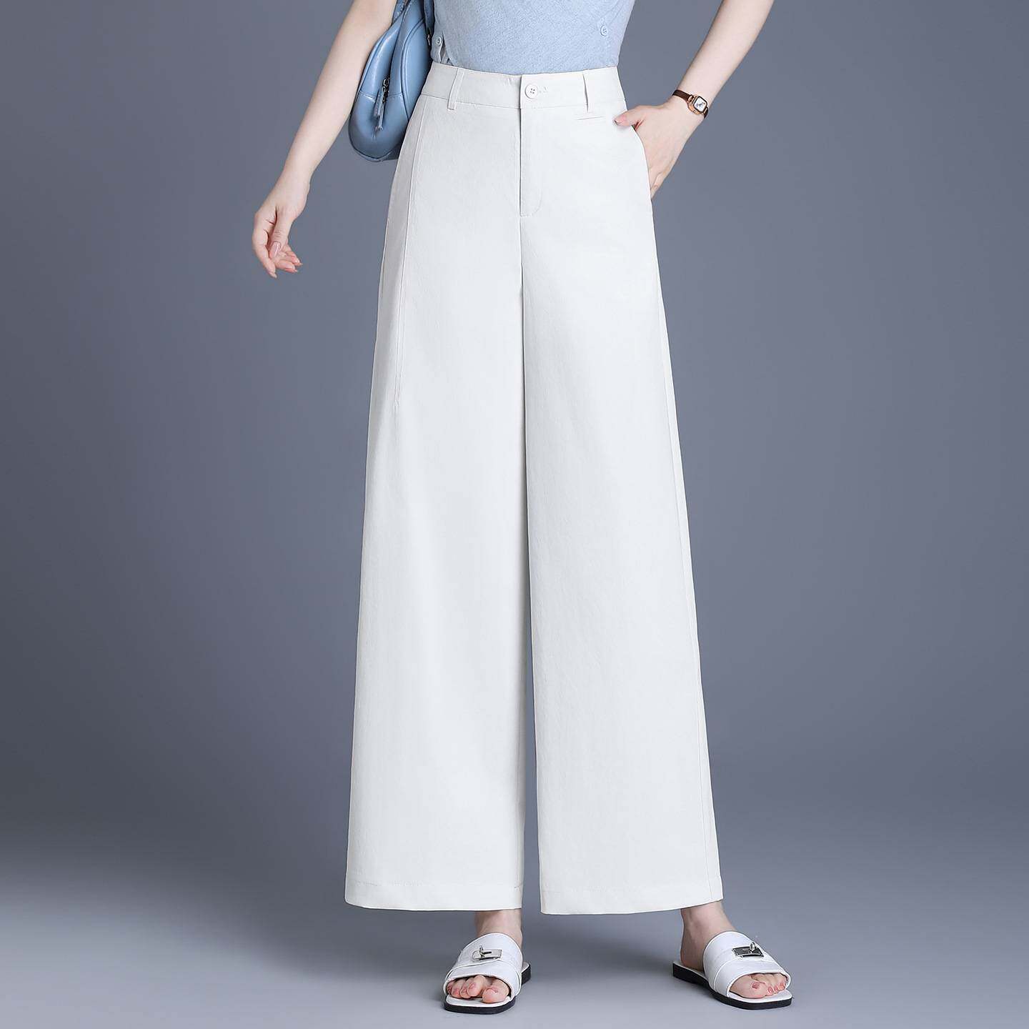 专柜品牌休闲九分阔腿裤女夏季薄款2026新款高腰宽松西装垂坠感直