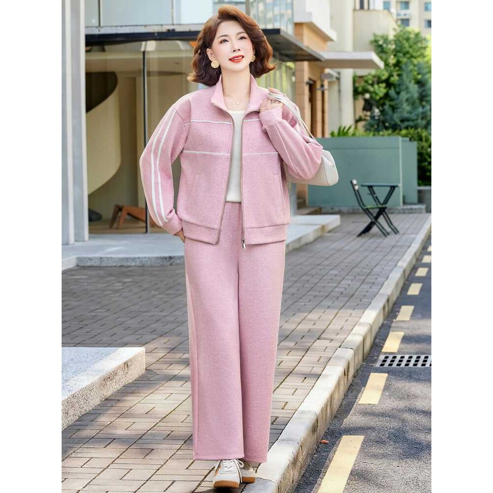 专柜妈妈时尚跑步短款外套中年女装春秋装长袖上衣中老年休闲运动