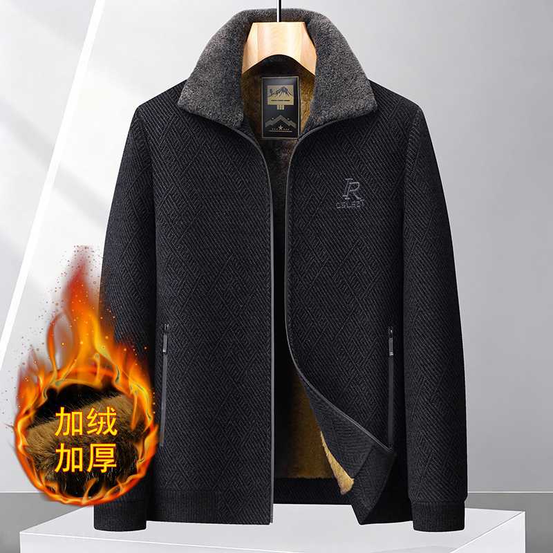 专柜爸爸冬装外套中老年加绒加厚棉衣男款老年人衣服爷爷上衣新款
