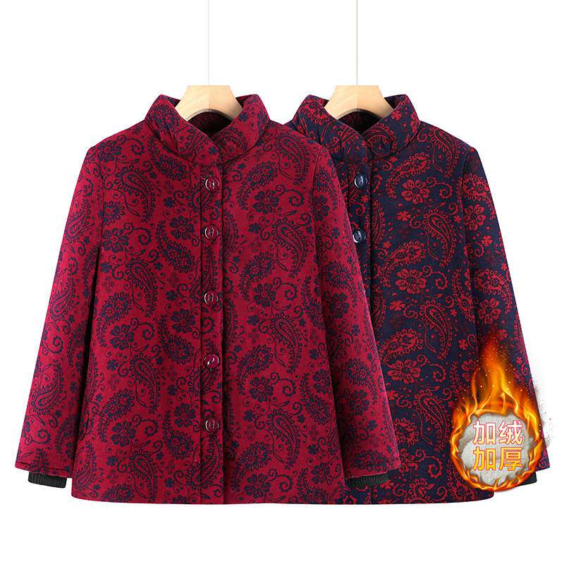 专柜品质老年人冬季加绒加厚棉服女奶奶冬装外套老太太棉袄妈妈秋