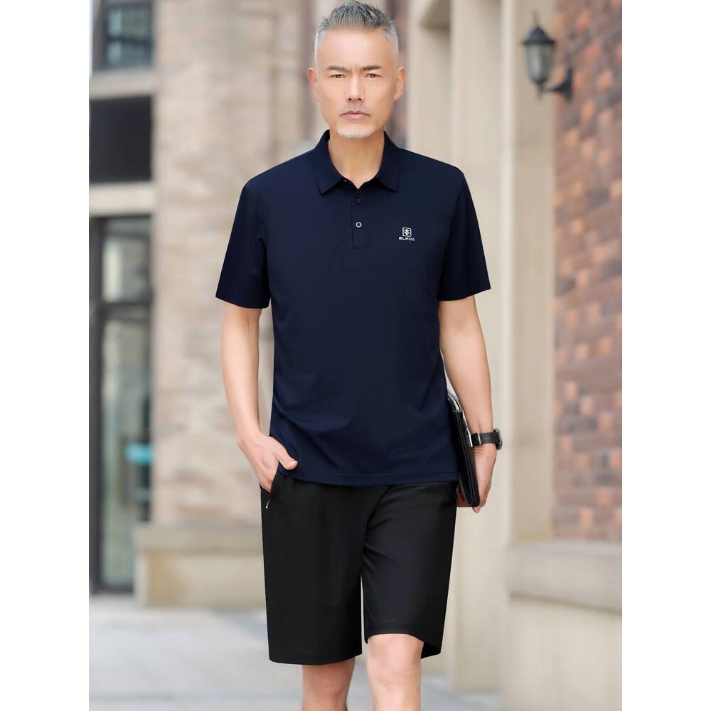 专柜品牌中年男士套装2026新款夏季冰丝速干运动套装短袖短裤跑步