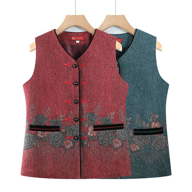 专柜品牌中老年人马甲女奶奶秋装外穿薄款妈妈新款背心老太太坎肩