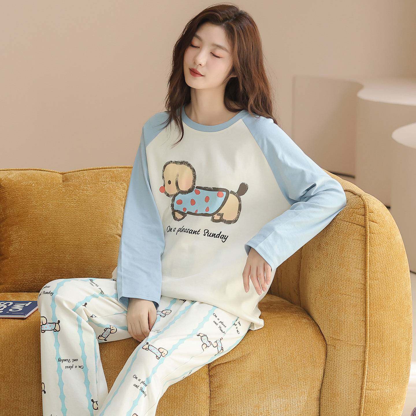 专柜品牌睡衣女款2026新款秋春季纯棉布料100全棉长袖女士乖萌家